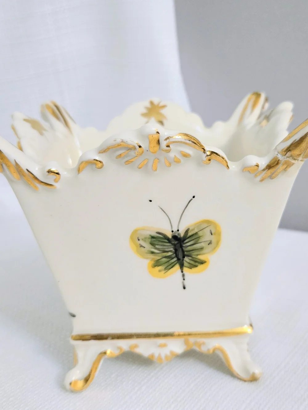 Herend Footed Planter Bird Butterfly Dragonfly 4